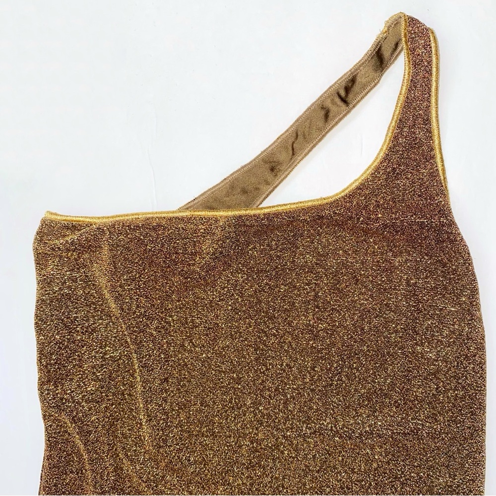 OSÉREE metallic gold LUMIÈRE ONE SHOULDER SWIMSUIT - Picture 5 of 7